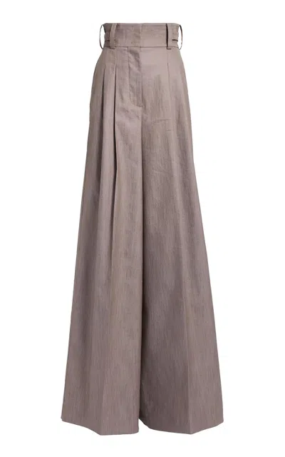 Elie Saab Cotton Twill Pants In Brown