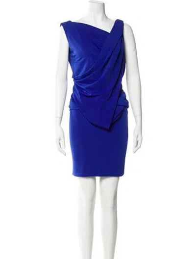 Pre-owned Elie Saab Cowl Neck Knee-length Dress In Blue