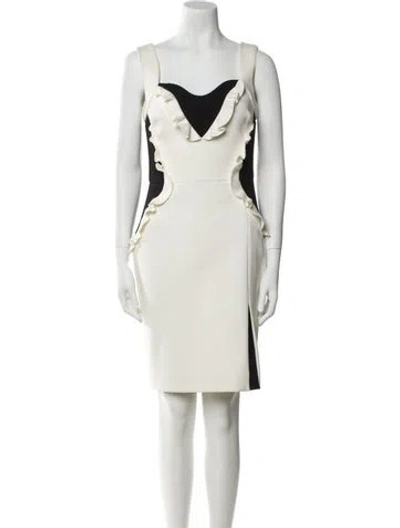 Pre-owned Elie Saab Cowl Neck Knee-length Dress In White