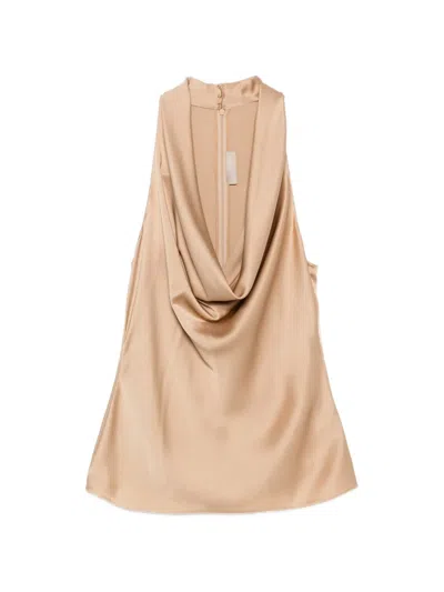 Elie Saab Cowl-neck Sleeveless Top In Neutral