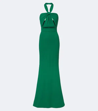 Elie Saab Crêpe Halterneck Gown In Green