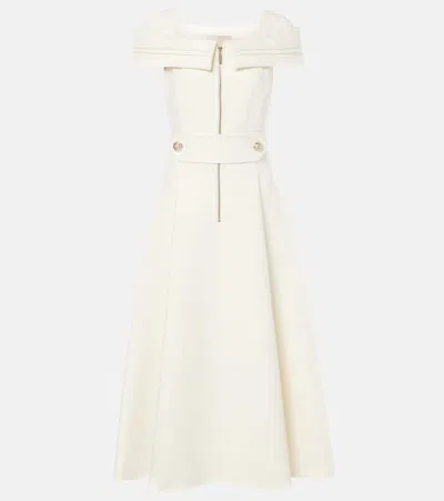 Elie Saab Crêpe Midi Dress In White