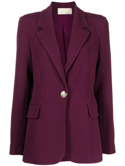 Elie Saab Crepe Single-breasted Blazer In Purple