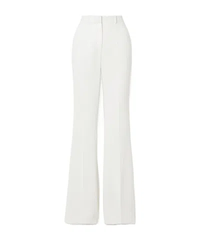 Elie Saab White Crepe High-rise Flared Trousers