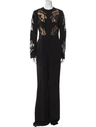 Pre-owned Elie Saab Crew Neck Jumpsuit In Black