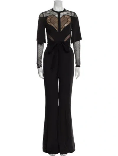 Pre-owned Elie Saab Crew Neck Jumpsuit In Black