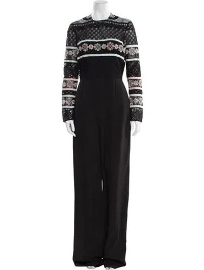 Pre-owned Elie Saab Crew Neck Jumpsuit In Black