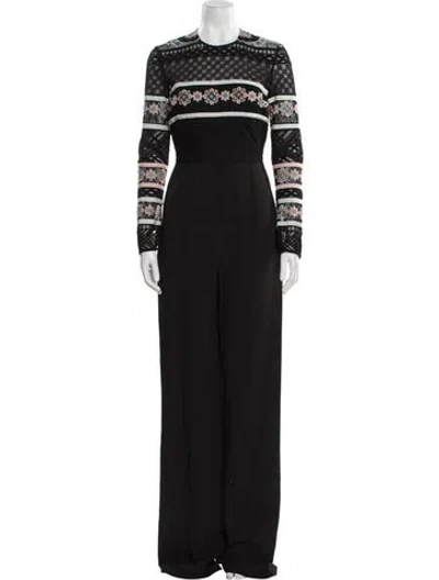 Pre-owned Elie Saab Crew Neck Jumpsuit In Black