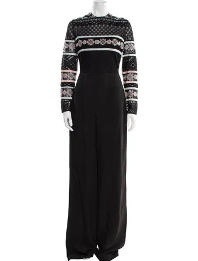 Pre-owned Elie Saab Crew Neck Jumpsuit In Black