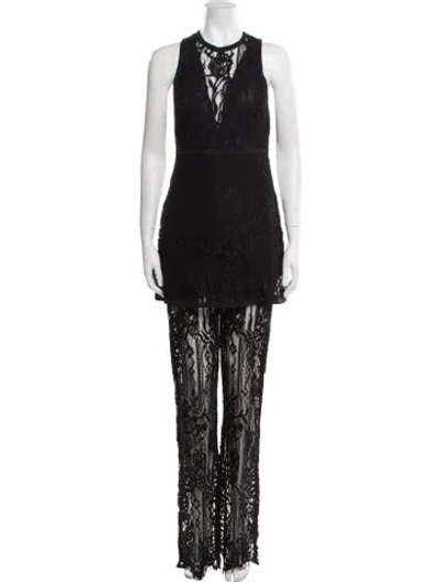 Pre-owned Elie Saab Crew Neck Jumpsuit In Black
