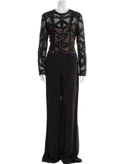 Pre-owned Elie Saab Crew Neck Jumpsuit In Black