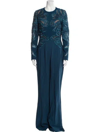 Pre-owned Elie Saab Crew Neck Jumpsuit In Blue