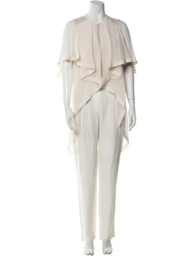 Pre-owned Elie Saab Crew Neck Jumpsuit In Neutral