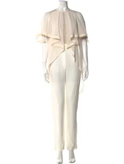Pre-owned Elie Saab Crew Neck Jumpsuit In Neutrals
