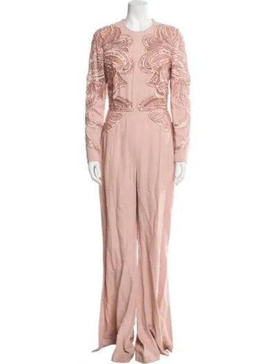 Pre-owned Elie Saab Crew Neck Jumpsuit In Pink