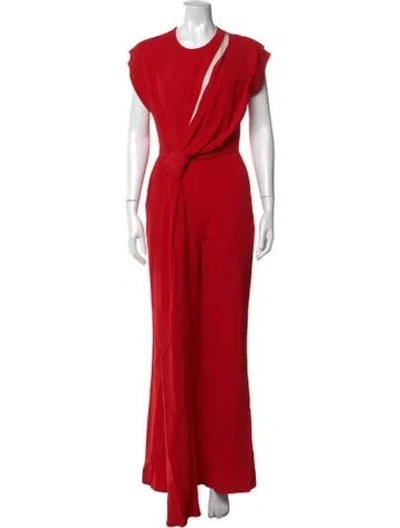 Pre-owned Elie Saab Crew Neck Jumpsuit In Red