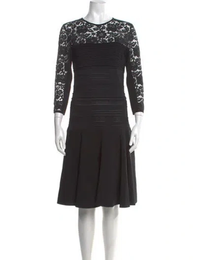 Pre-owned Elie Saab Crew Neck Knee-length Dress In Black