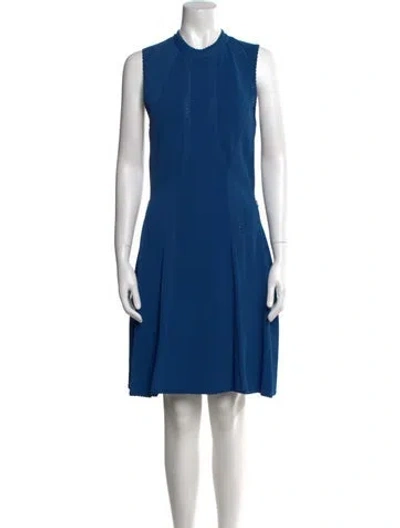 Pre-owned Elie Saab Crew Neck Knee-length Dress In Blue