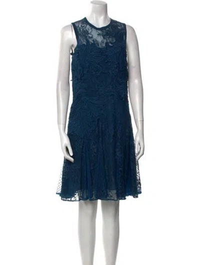 Pre-owned Elie Saab Crew Neck Knee-length Dress In Blue