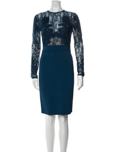 Pre-owned Elie Saab Crew Neck Knee-length Dress In Blue