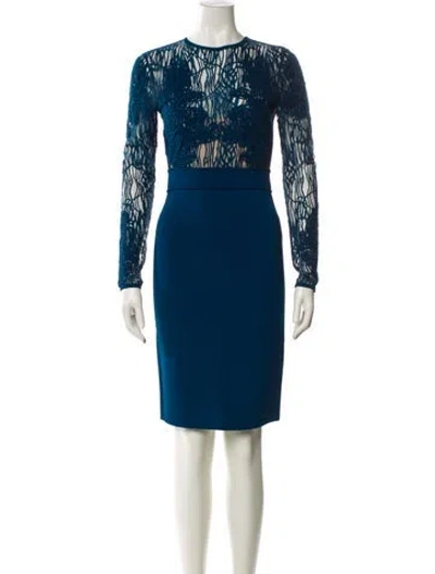 Pre-owned Elie Saab Crew Neck Knee-length Dress In Blue