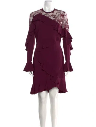 Pre-owned Elie Saab Crew Neck Knee-length Dress In Burgundy