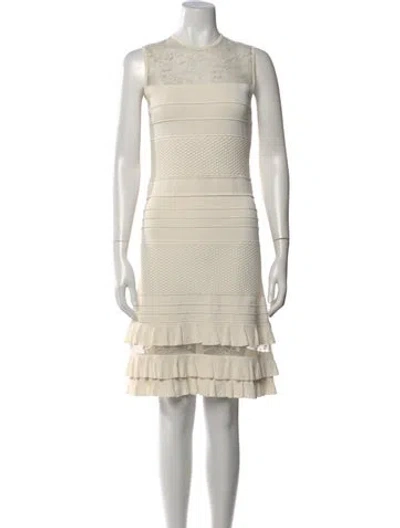 Pre-owned Elie Saab Crew Neck Knee-length Dress In Neutral