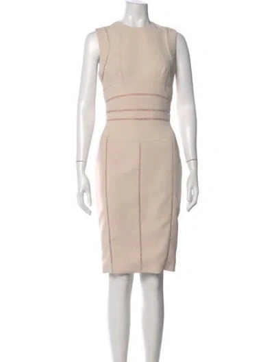 Pre-owned Elie Saab Crew Neck Knee-length Dress In Neutral