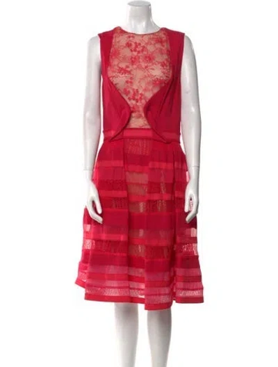 Pre-owned Elie Saab Crew Neck Knee-length Dress In Red