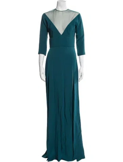 Pre-owned Elie Saab Crew Neck Long Dress In Green