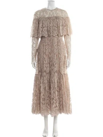 Pre-owned Elie Saab Crew Neck Long Dress In Neutral