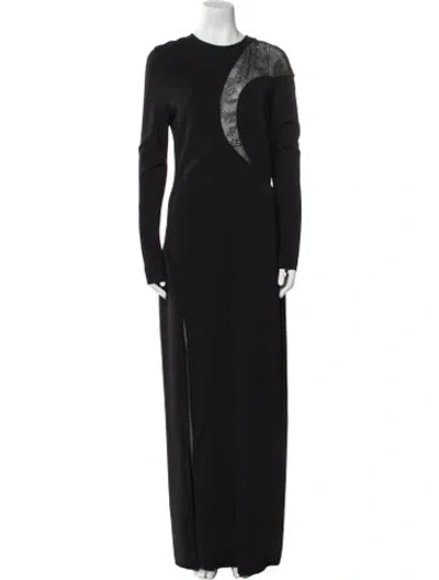 Pre-owned Elie Saab Crew Neck Long Dress W/ Tags In Black