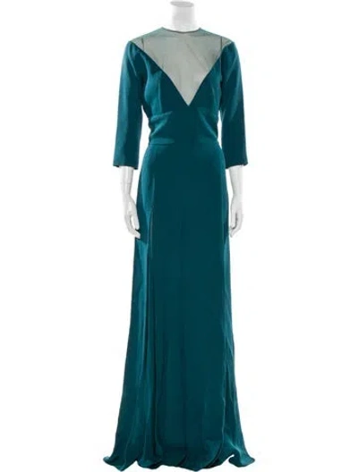 Pre-owned Elie Saab Crew Neck Long Dress W/ Tags In Blue