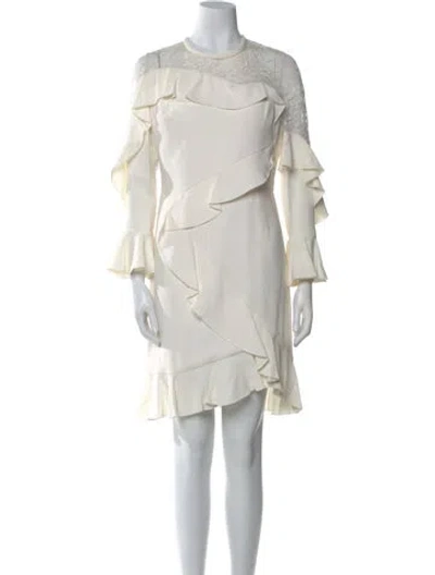 Pre-owned Elie Saab Crew Neck Long Dress In White