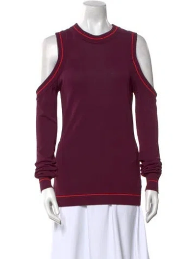 Pre-owned Elie Saab Crew Neck Long Sleeve Sweatshirt In Burgundy