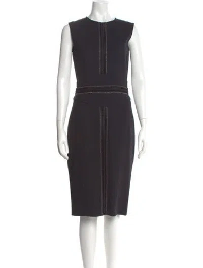 Pre-owned Elie Saab Crew Neck Midi Length Dress In Gray