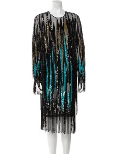 Pre-owned Elie Saab Crew Neck Mini Dress In Black
