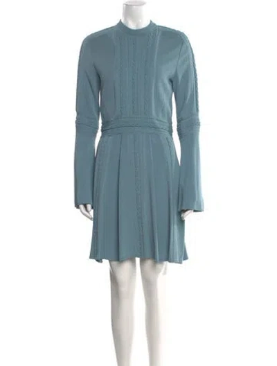Pre-owned Elie Saab Crew Neck Mini Dress In Blue
