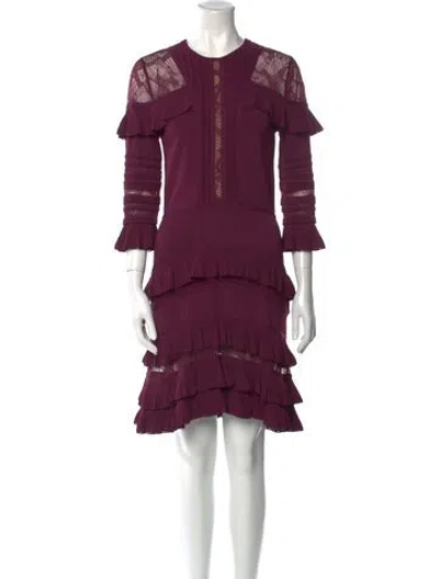 Pre-owned Elie Saab Crew Neck Mini Dress In Purple