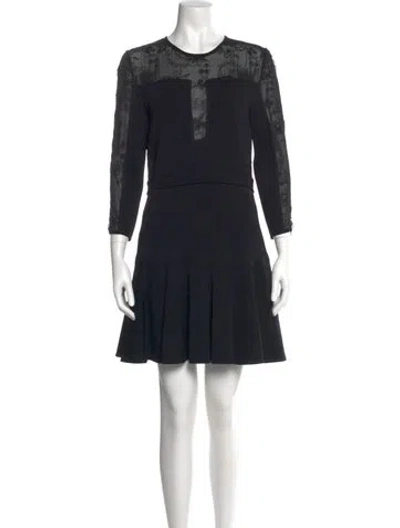 Pre-owned Elie Saab Crew Neck Mini Dress W/ Tags In Black