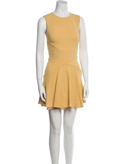 Pre-owned Elie Saab Crew Neck Mini Dress In Yellow