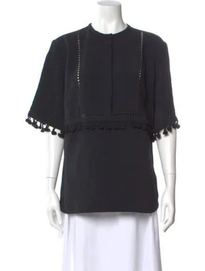 Pre-owned Elie Saab Crew Neck Short Sleeve Blouse W/ Tags In Gray