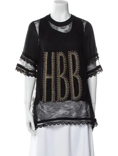 Pre-owned Elie Saab Crew Neck Short Sleeve Tunic In Black