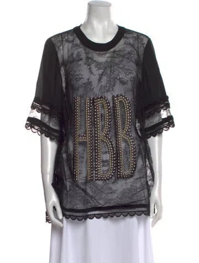 Pre-owned Elie Saab Crew Neck Short Sleeve Tunic In Black