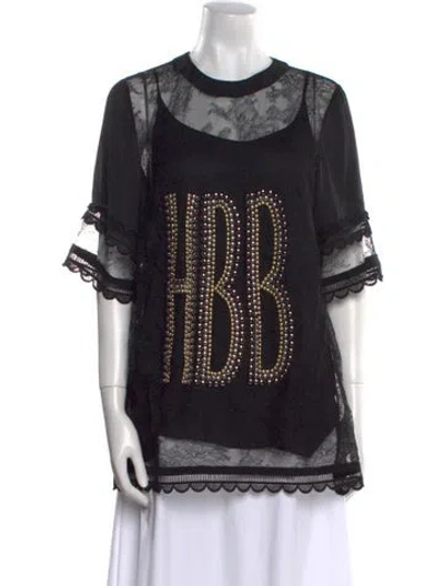 Pre-owned Elie Saab Crew Neck Short Sleeve Tunic In Black