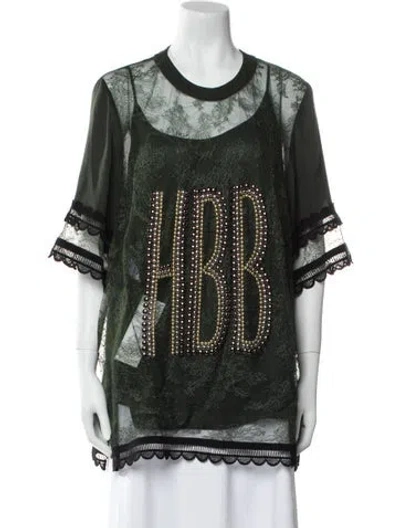 Pre-owned Elie Saab Crew Neck Short Sleeve Tunic In Green