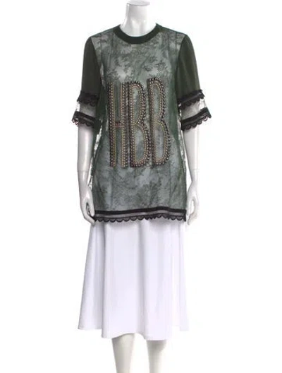 Pre-owned Elie Saab Crew Neck Short Sleeve Tunic In Green
