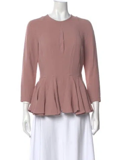 Pre-owned Elie Saab Crew Neck Three-quarter Sleeve Blouse In Pink