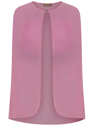 Elie Saab Crewneck Curved Hem Cape In Pink