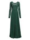 Elie Saab Crochet Fringed Maxi Dress In Green